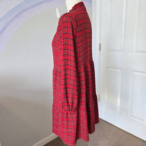 Loft | Small | Shimmer Plaid Tiered Pocket Dress - Picture 5 of 10